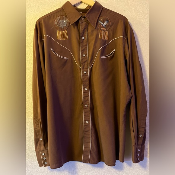 Vintage 70s Western Shirt Eagle,Buffalo Snap Down Long Sleeve M - Picture 4 of 9